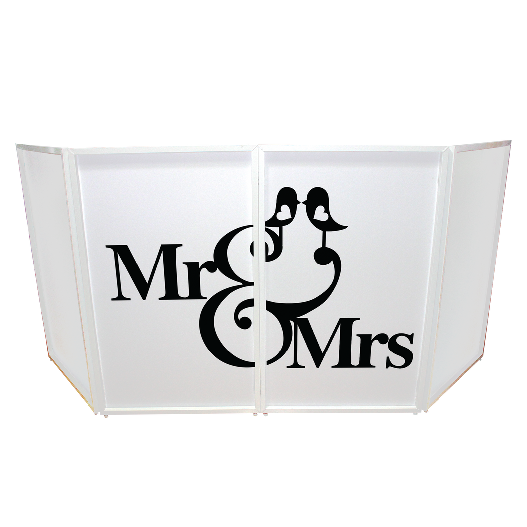 Mr and Mrs Facade Enhancement Scrims - Black Script on White | Set of Two