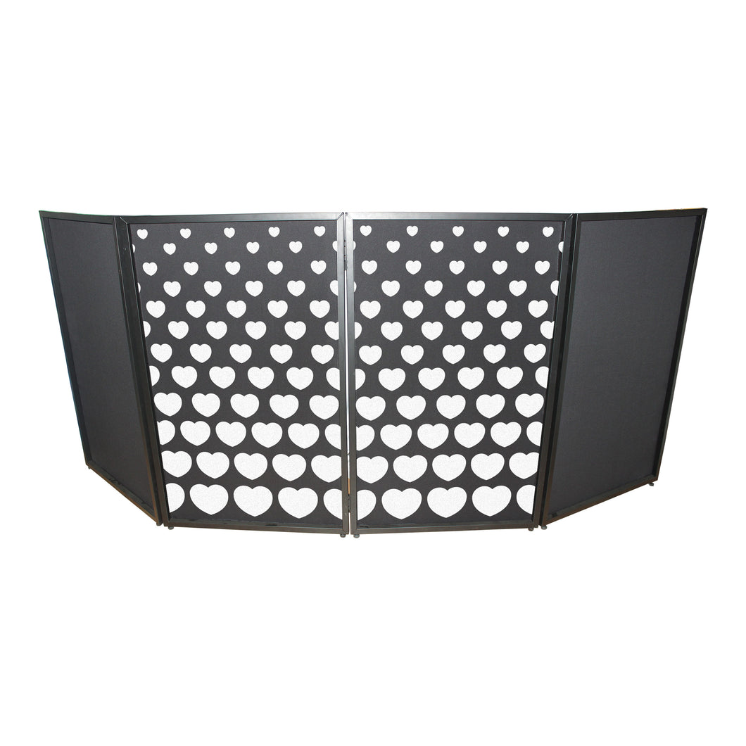 Stepped Hearts Facade Enhancement Scrims - White Hearts on Black | Set of Two